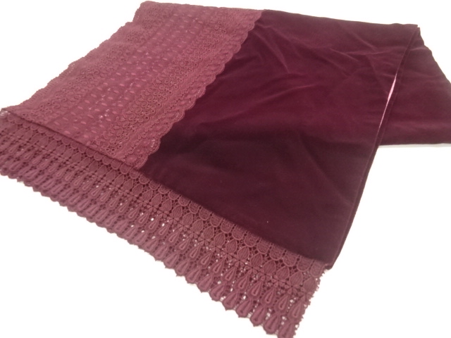 JAPANESE KIMONO / VELVET LACE FLORAL PATTERN SHAWL